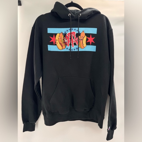 Other - Barstool Sports Chicago Hot Dog Hoodie Sweatshirt Black Medium Rare Champion
